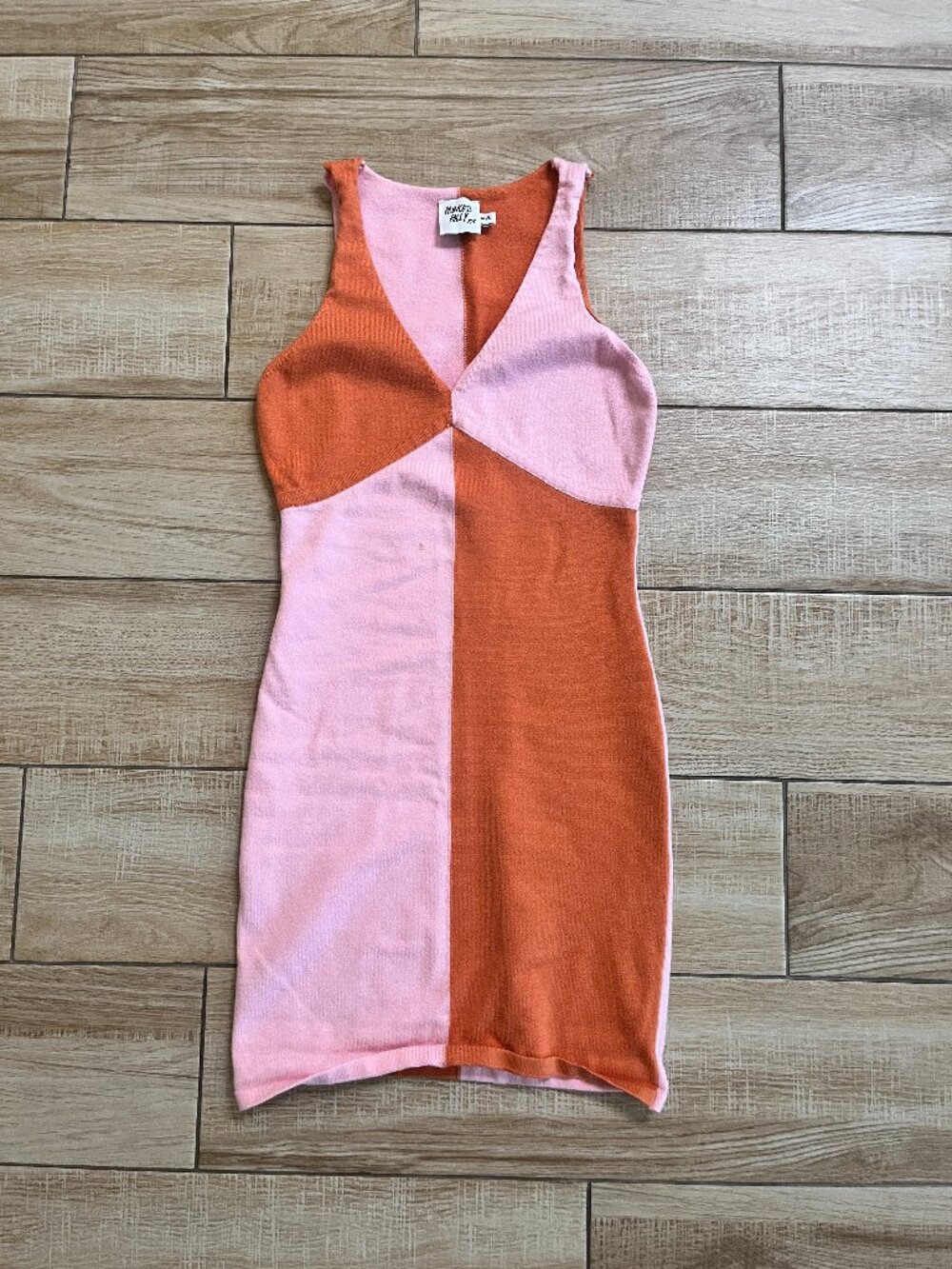 Womens Princess Polly Orange/Pink Color Block Mini Dress - M/L